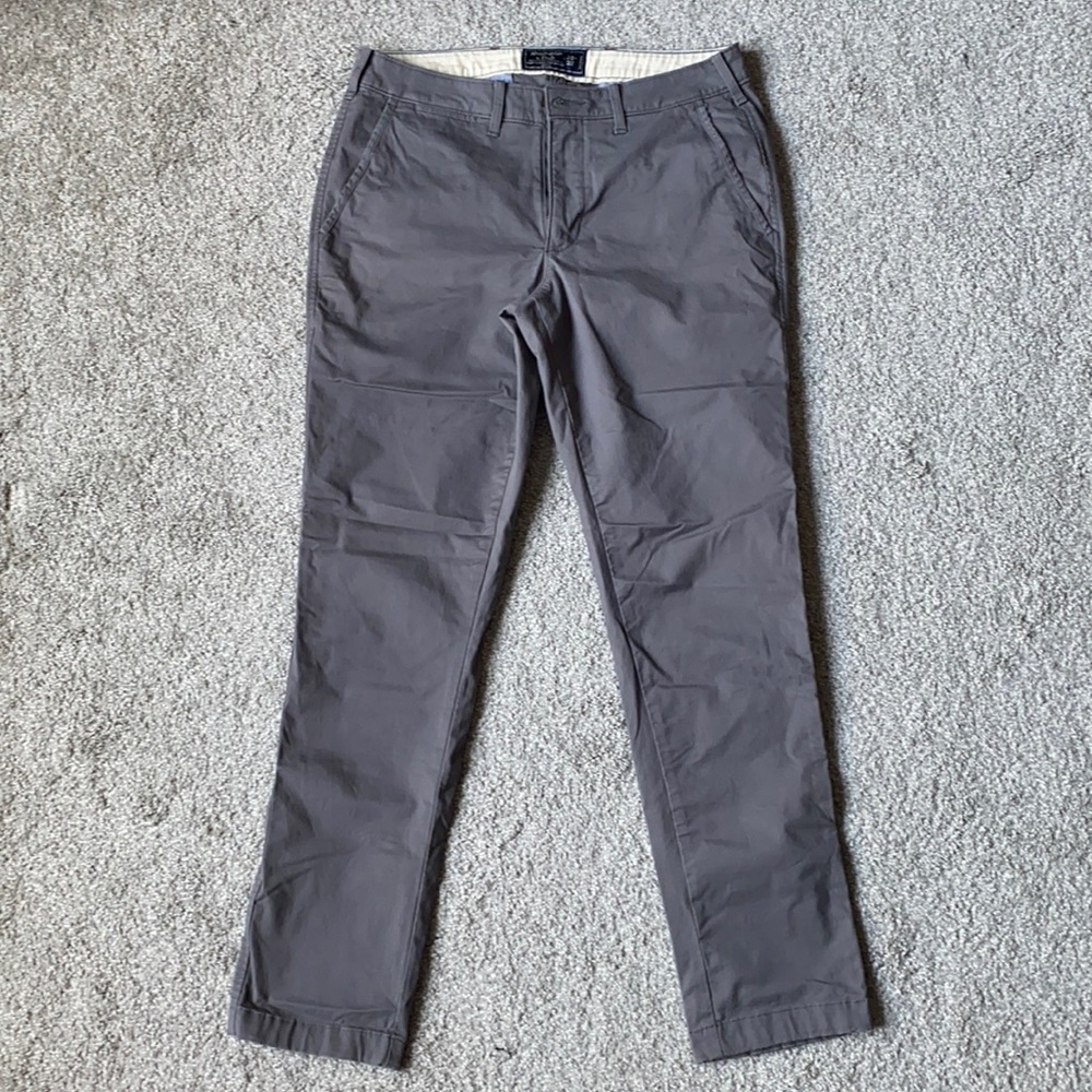 Abercrombie & Fitch Chino Pants Grey 32W 32L Rustin Athletic Skinny Stretch